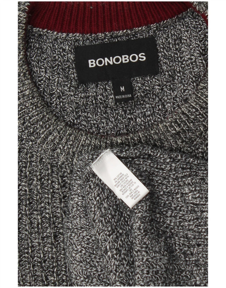 BONOBOS Męski sweter z okrągłym dekoltem Średnio szary, bawełniany nakrapiany