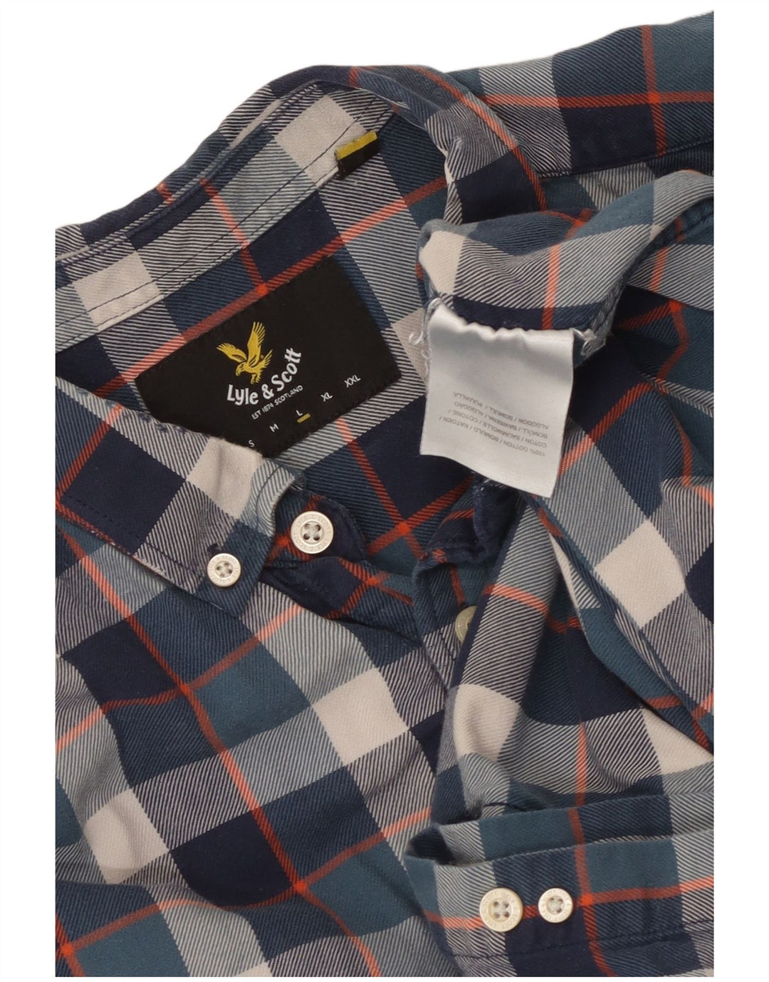 Koszula męska Lyle & Scott, duża, bawełniana w granatową kratę