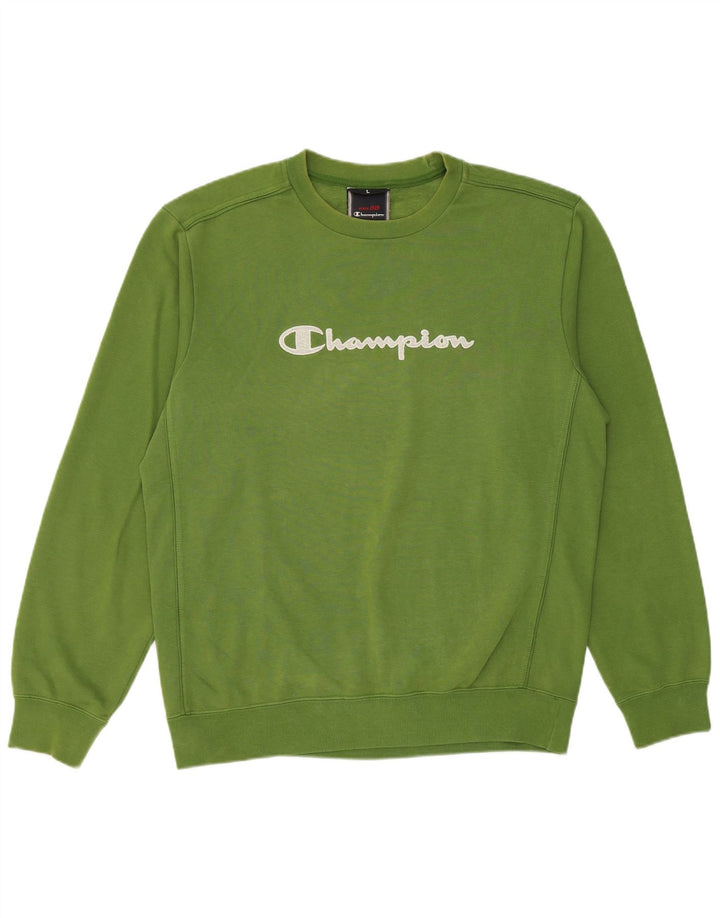 Męski sweter z grafiką Champion, duży, zielony, bawełniany