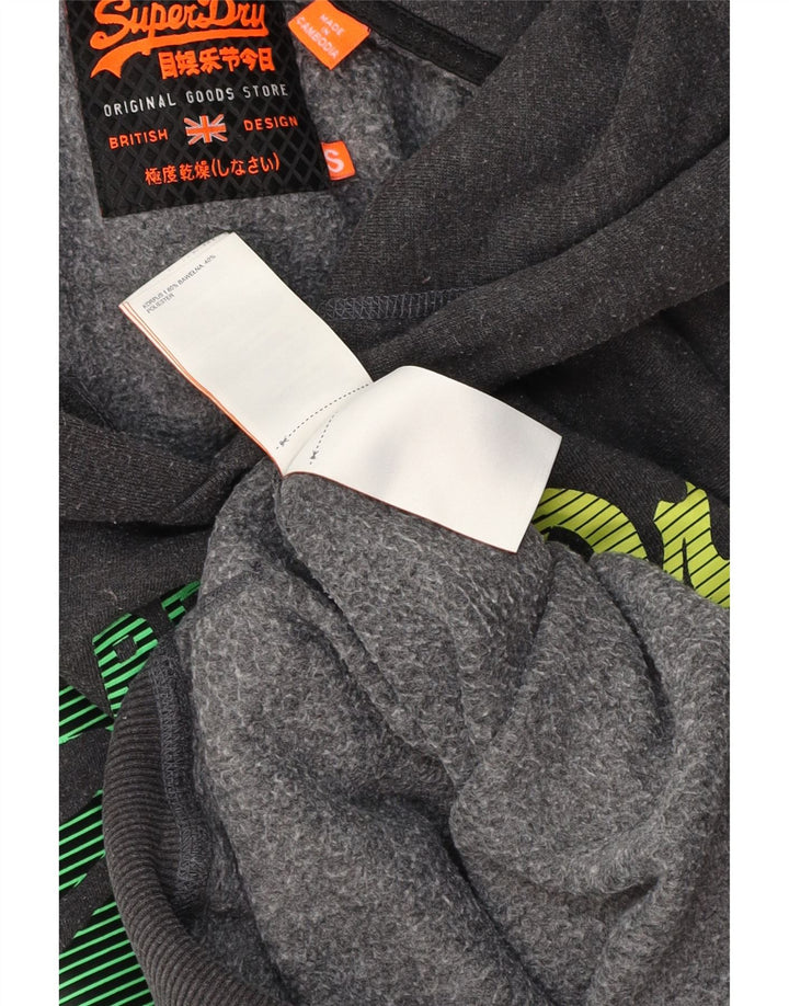 Męski sweter z kapturem Superdry z grafiką, mały, szary, bawełniany