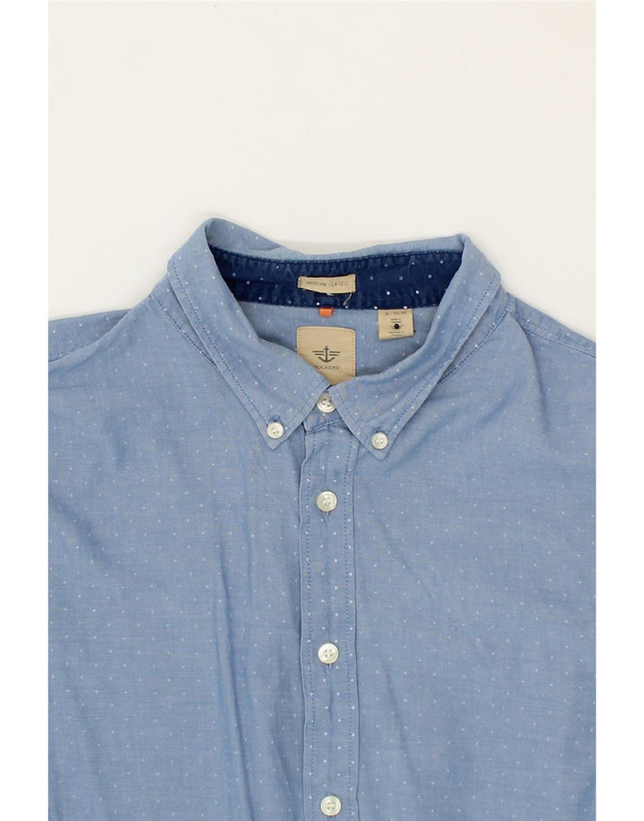 DOCKERS Mens Modern Classic Shirt XL Blue Spotted Cotton Vintage Dockers and Second-Hand Dockers from Messina Hembry 