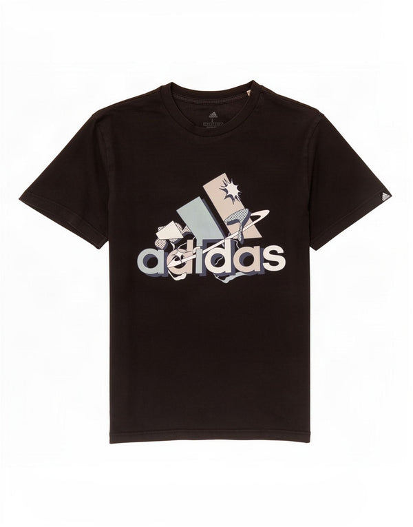 Męska koszulka z grafiką Adidas, duża, czarna, bawełniana