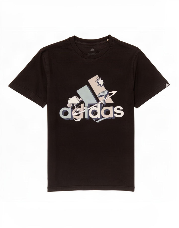Męska koszulka z grafiką Adidas, duża, czarna, bawełniana