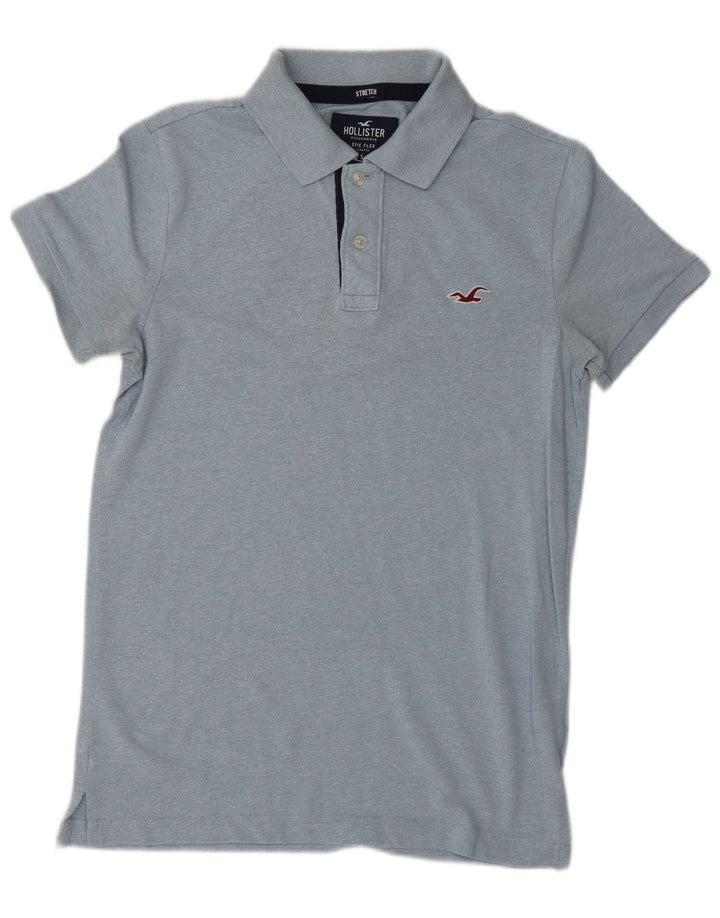 Męska koszulka polo HOLLISTER, mała, niebieska, bawełniana