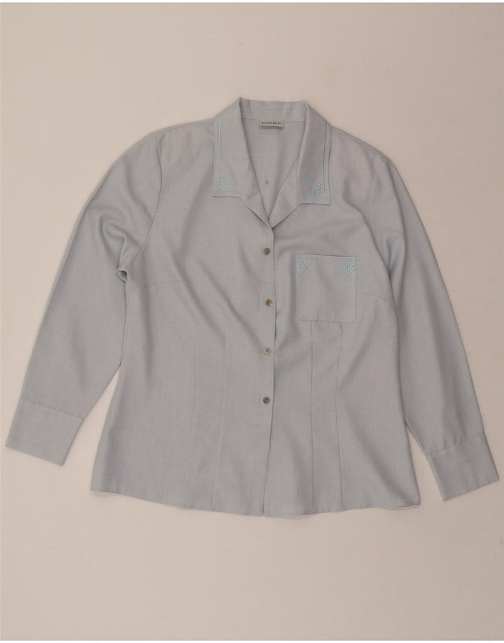 VINTAGE Womens Shirt UK 16 Large Blue Polyester Vintage Vintage and Second-Hand Vintage from Messina Hembry 