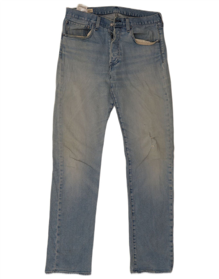 Męskie jeansy Levi's 501 w trudnej sytuacji, proste W31 L34, niebieska bawełna
