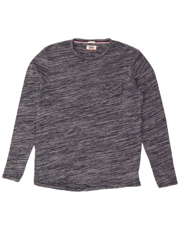 Męski top slim fit Tommy Hilfiger z długim rękawem 2XL, granatowa, nakrapiana bawełna