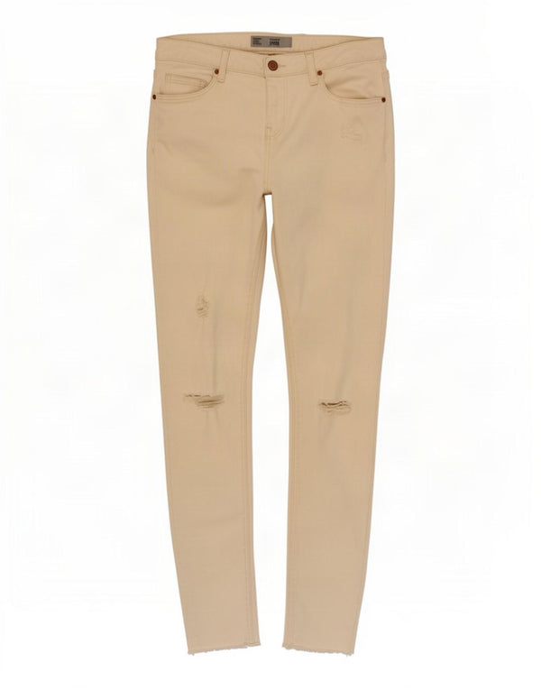 Damskie jeansy Skinny firmy Topshop Jamie Distressed W30 L29 w kolorze złamanej bieli, bawełniane