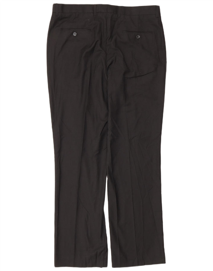 Męskie proste spodnie garniturowe Pierre Cardin W36 L32 Czarny poliester
