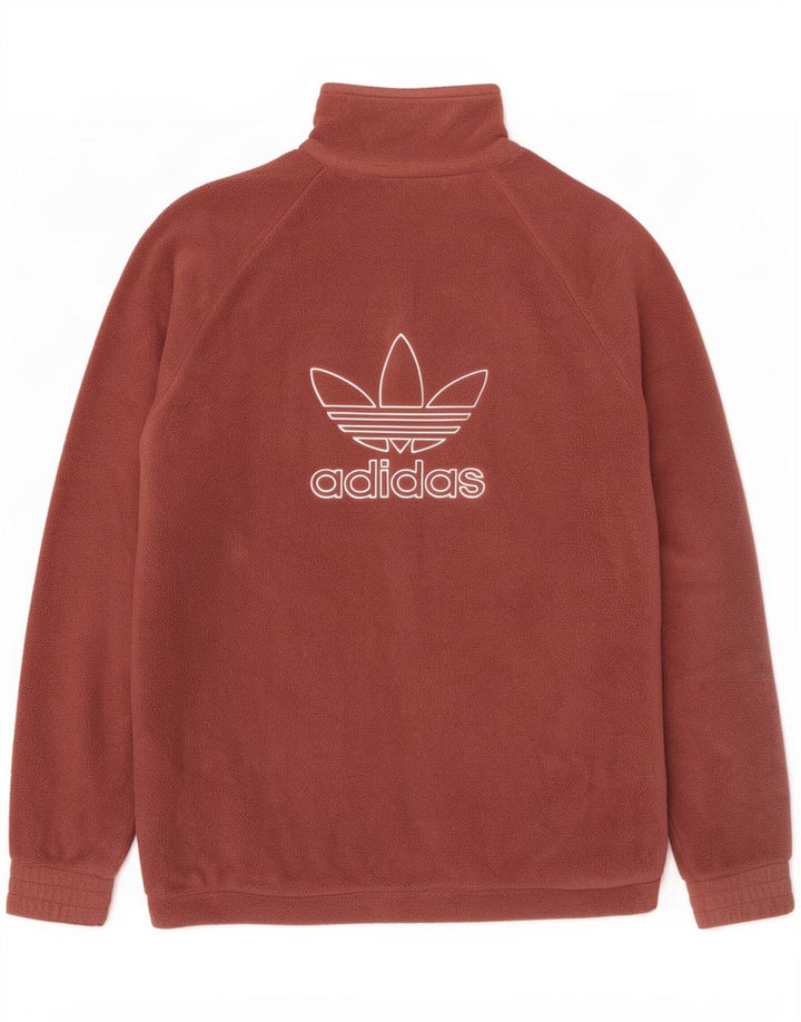 Męski sweter polarowy Adidas z graficznym zamkiem błyskawicznym, mały, brązowy poliester