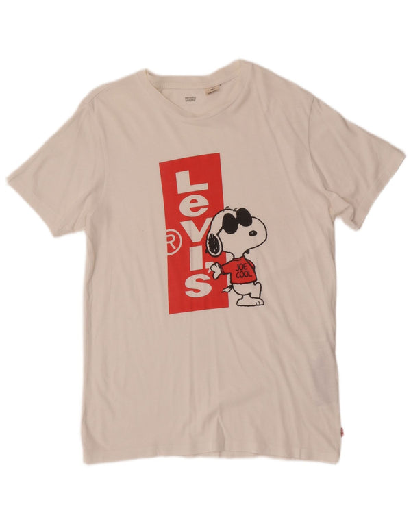 Męski T-shirt Levi's Peanuts z grafiką, mały, biały, bawełniany