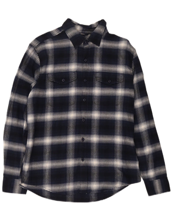 American Eagle Mens Flannel Shirt Medium Navy Blue Check Cotton