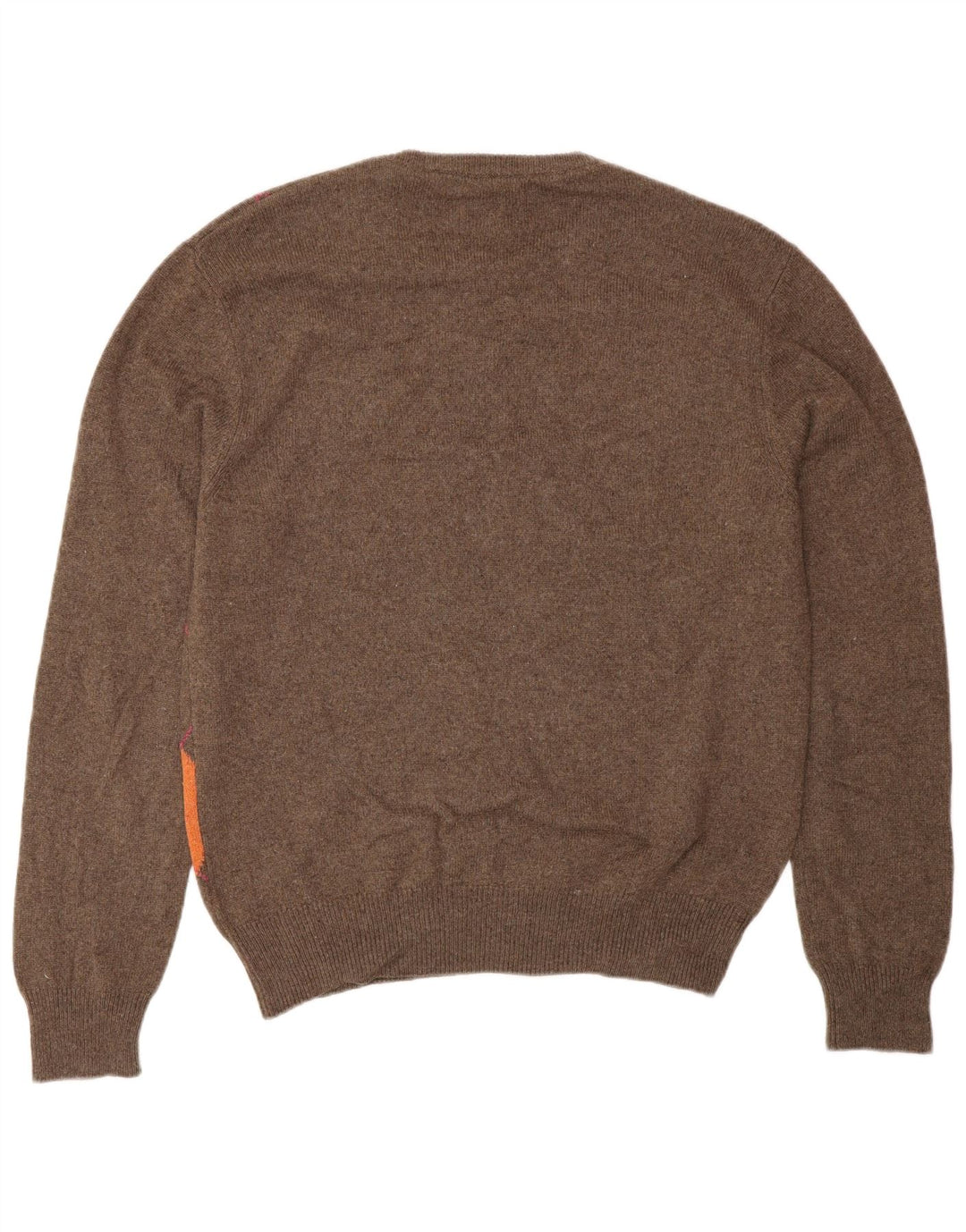 Męski sweter z okrągłym dekoltem w stylu VINTAGE IT 48 Mały brązowy Argyle/Diament