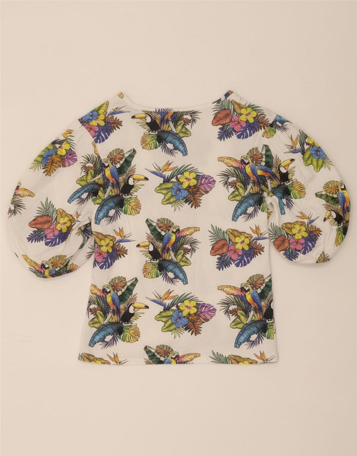 ZARA Womens Blouse Top UK 12 Medium White Floral Vintage Zara and Second-Hand Zara from Messina Hembry 