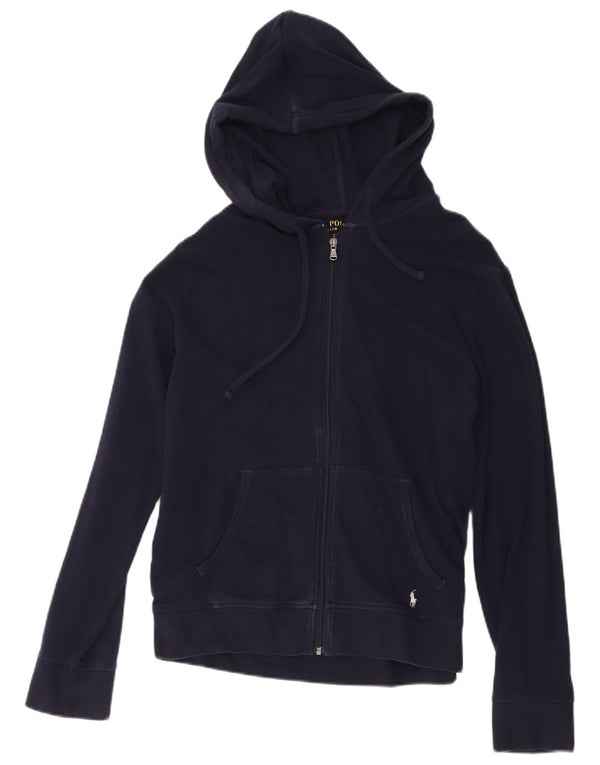 Damski sweter z kapturem i zamkiem Polo Ralph Lauren UK 14, średni granatowy, bawełniany