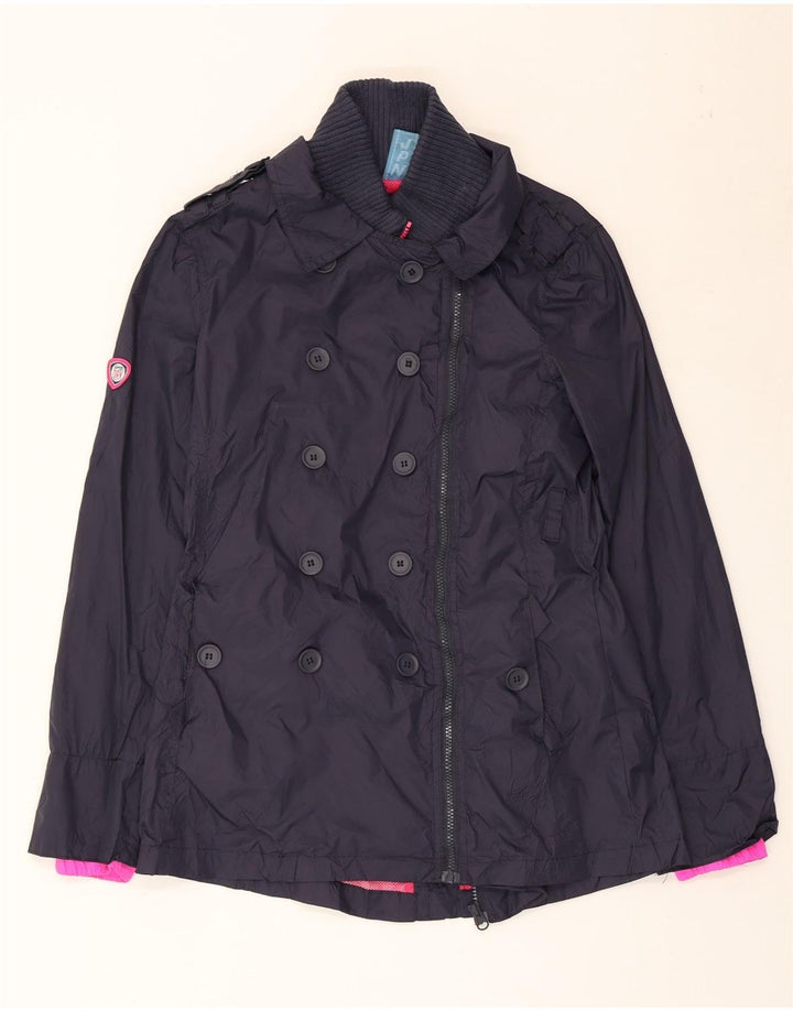 Damska dwurzędowa kurtka przeciwdeszczowa Superdry UK 12, średni granatowy nylon