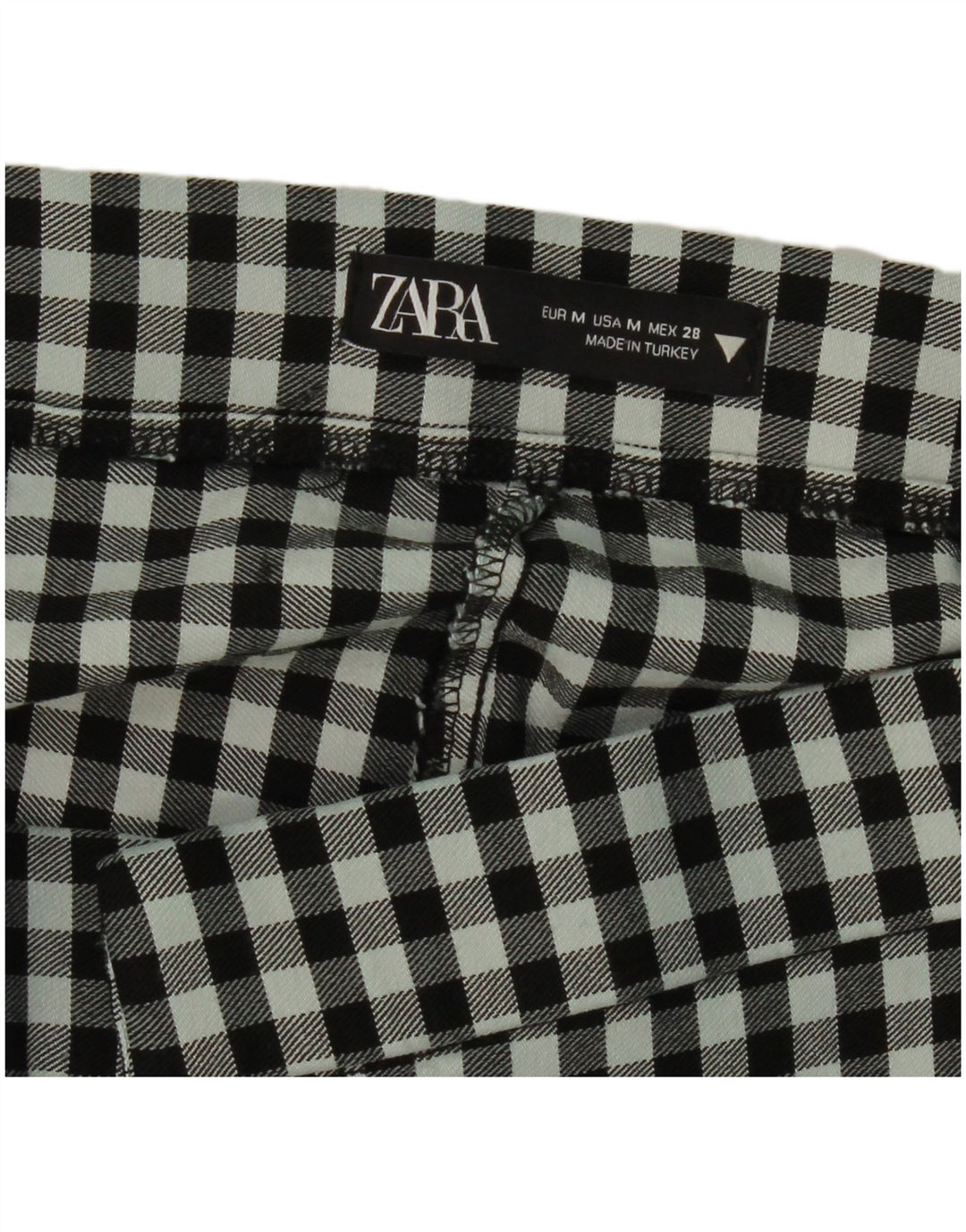 ZARA Womens Bootcut Cropped Trousers Medium W28 L25 Black Check