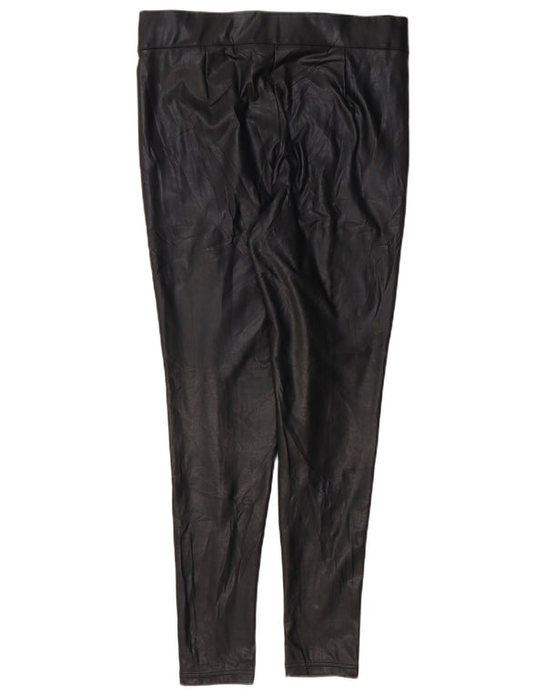 Damskie legginsy Marks & Spencer ze sztucznej skóry UK 14, duże, czarne, polietylen