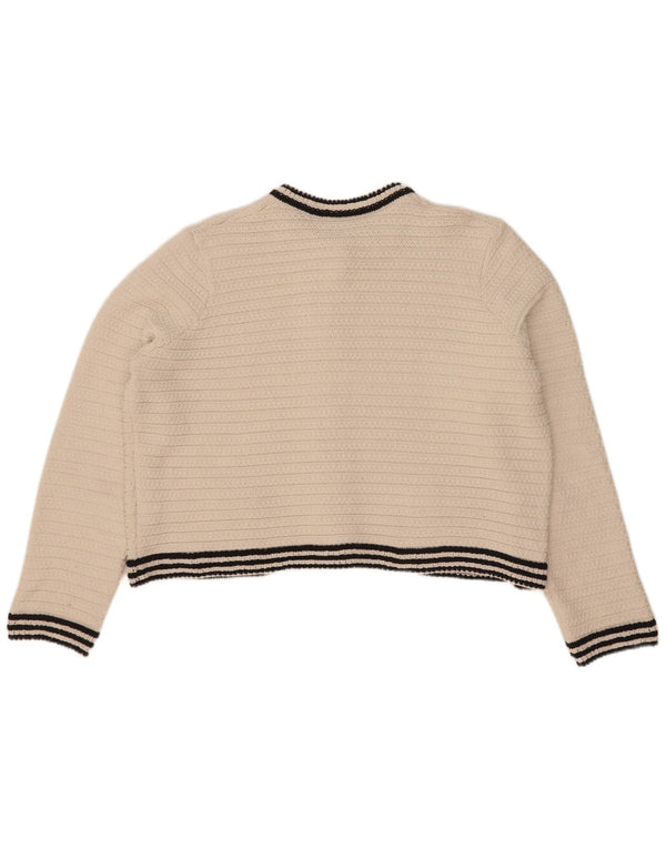 Marks & Spencer Damski sweter typu Crop Cardigan UK 16, duże złamane białe paski