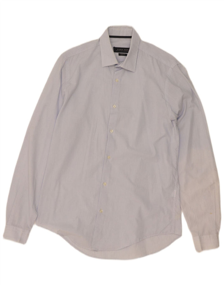 Koszula męska Zara Slim Fit, bawełniana, w kolorze średniego niebieskiego w prążki