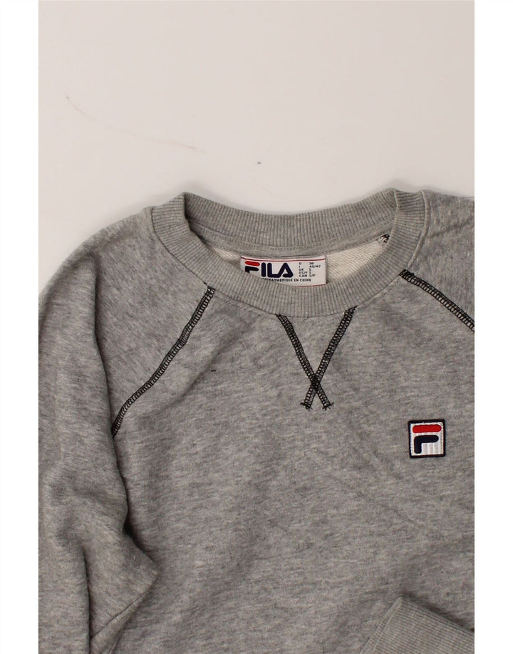 FILA Womens Oversized Sweatshirt Jumper UK 10 Small Grey Cotton Vintage Fila and Second-Hand Fila from Messina Hembry 
