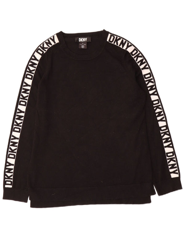 Damska bluza z grafiką Dkny UK 12, średnia czarna wiskoza