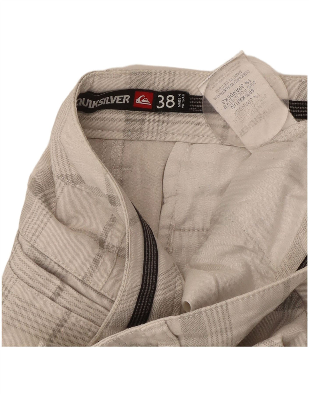 Męskie spodenki chino QUIKSILVER W38 XL, bawełniana biała krata