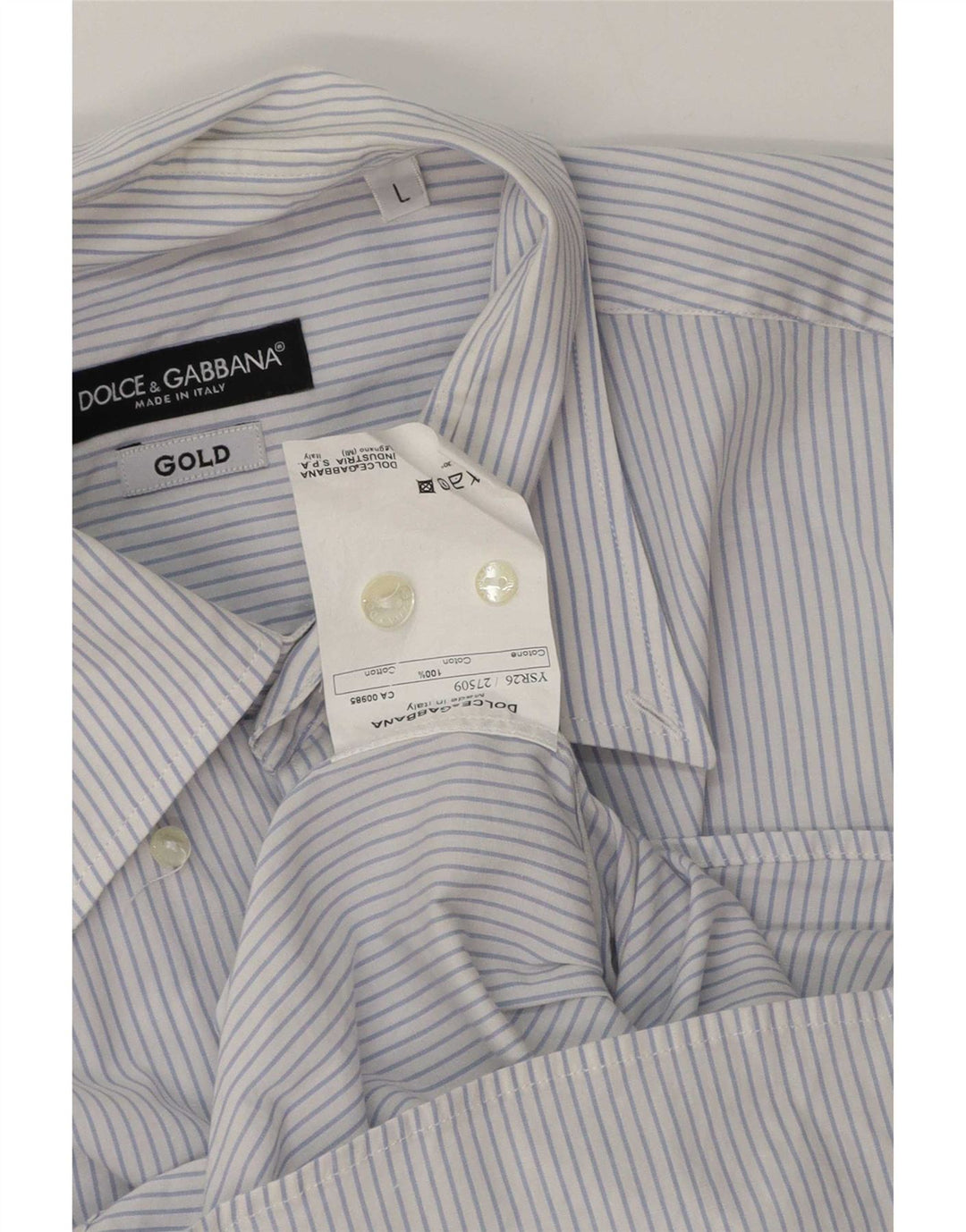 Koszula męska Dolce & Gabbana, duża, niebieska, bawełniana w prążki