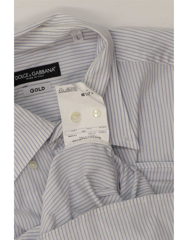 Koszula męska Dolce & Gabbana, duża, niebieska, bawełniana w prążki