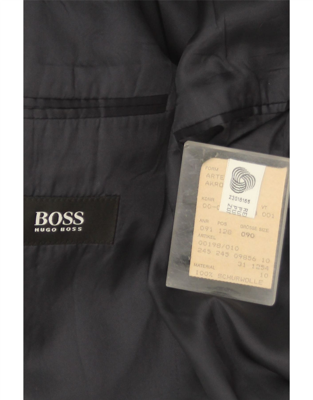 Męska marynarka zapinana na 3 guziki Hugo Boss UK 36 Mała granatowa dziewicza wełna