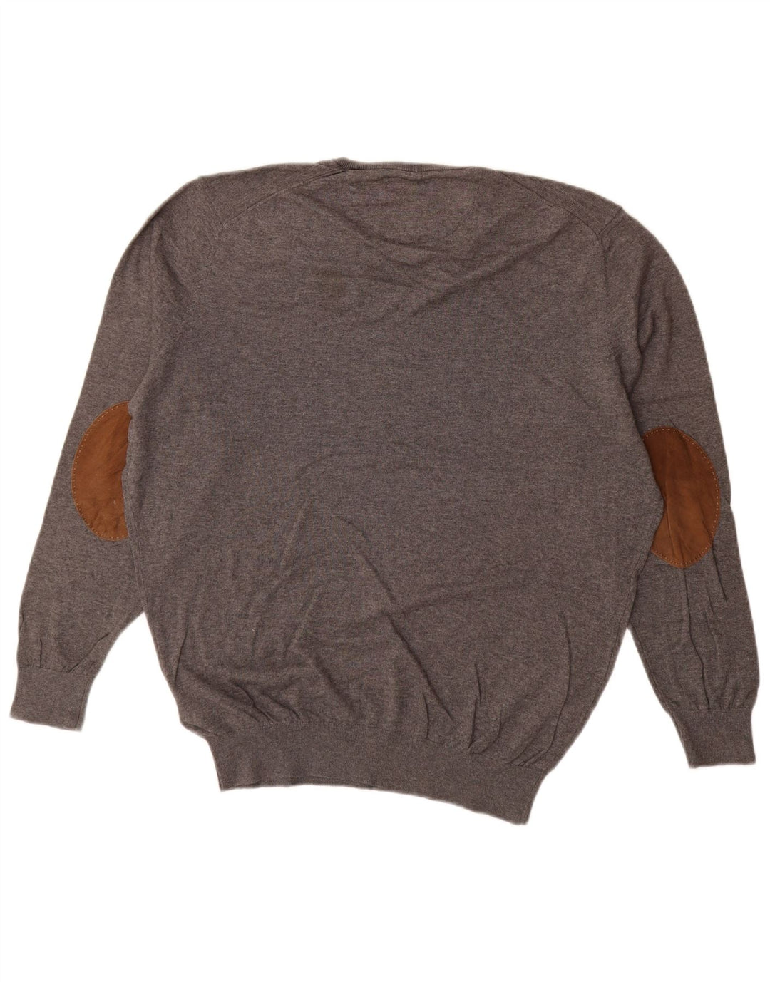 MASSIMO DUTTI Męski sweter z dekoltem w kształcie litery V, XL, szary, bawełniany