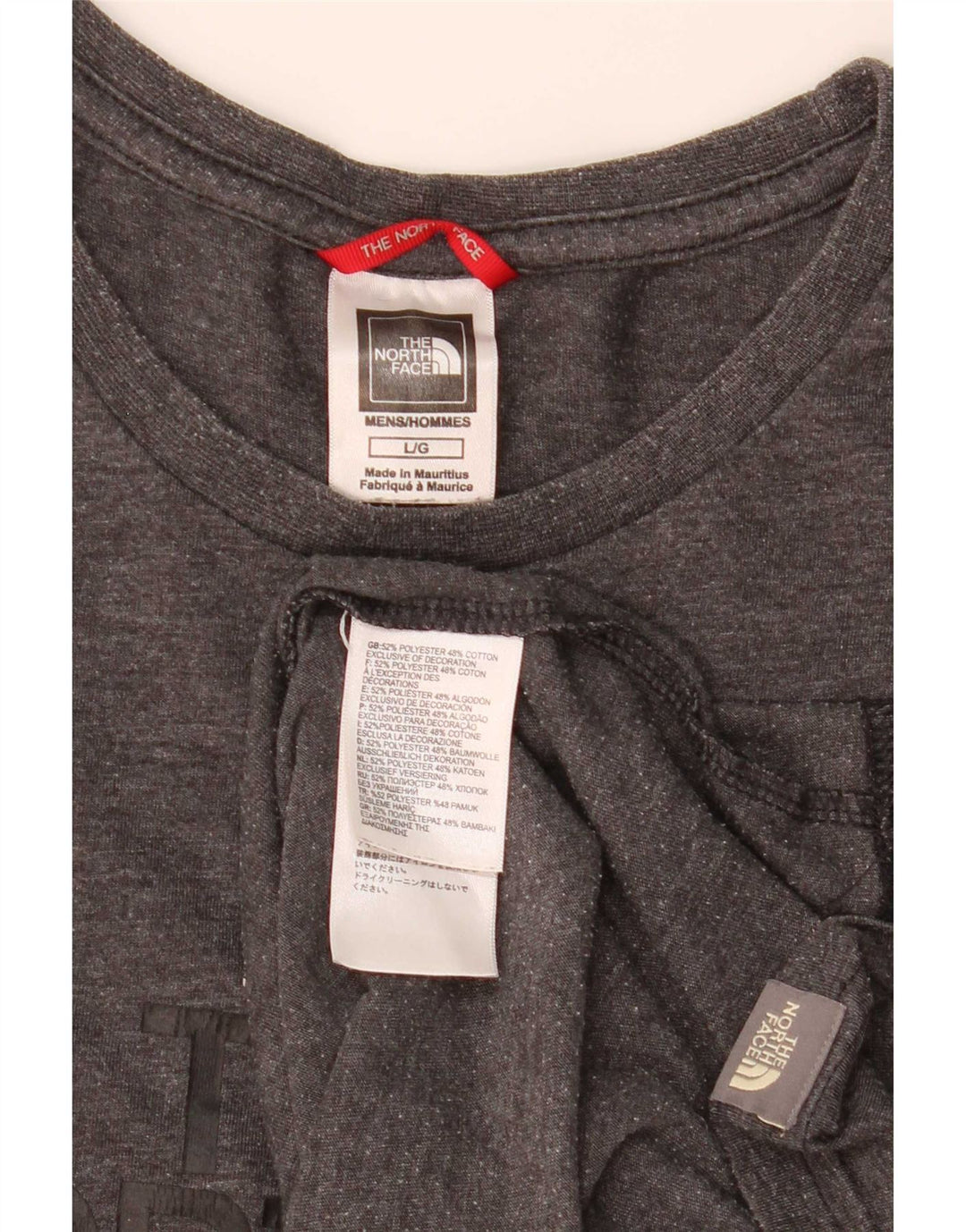 Męski T-shirt z grafiką The North Face, duży, szary, nakrapiany poliester