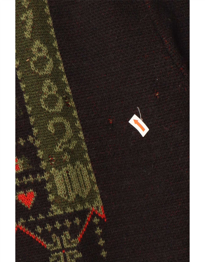 Sweter damski w stylu vintage z grafiką IT 44 Średni brąz, geometryczna wełna