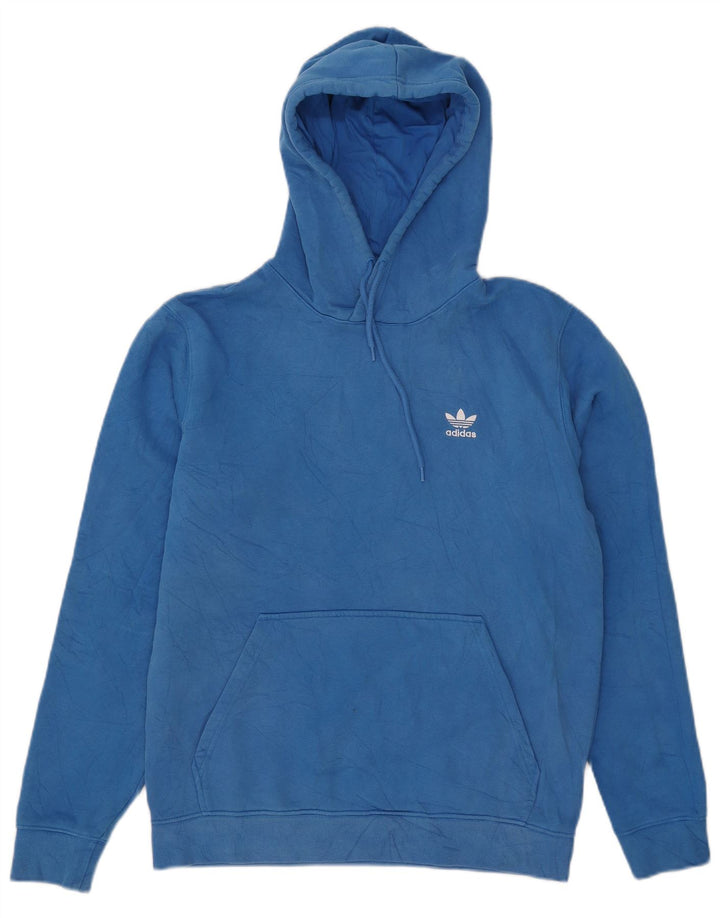 Adidas Męska bluza z kapturem, średnia niebieska, bawełniana