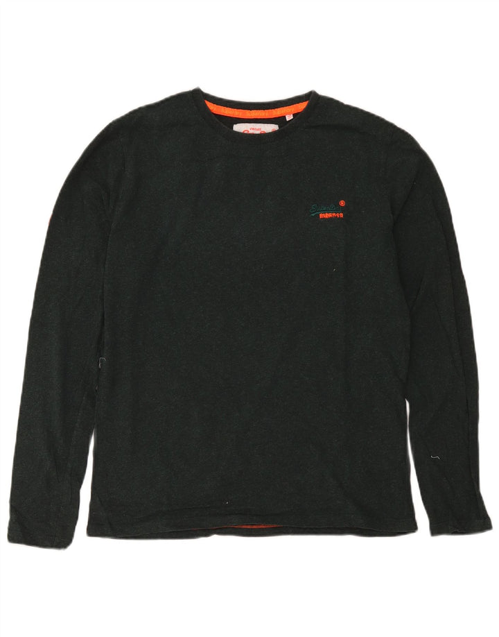 Męski top Superdry z długim rękawem, średniozielony, bawełniany