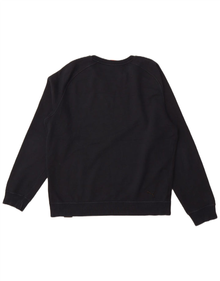 Męski sweter z grafiką PUMA, duży, granatowy, bawełniany