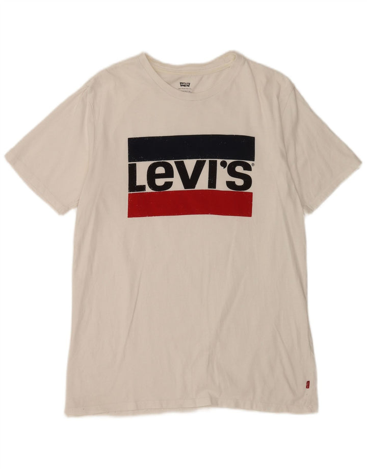 Męski T-shirt z grafiką Levi's, średni biały