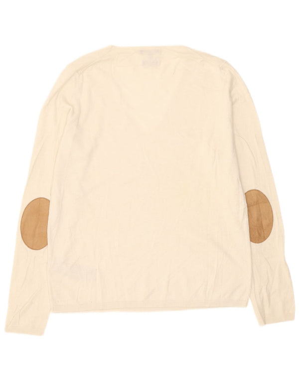 Sweter damski Massimo Dutti z dekoltem w kształcie litery V, UK 14, średni beż, bawełna