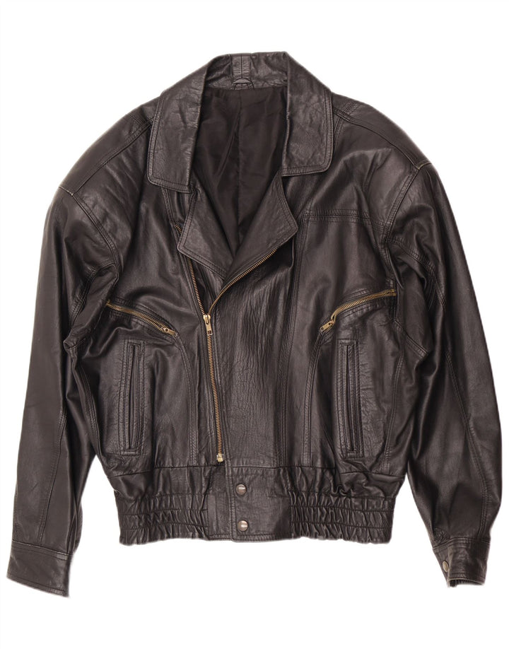 Vintage męska skórzana kurtka IT 46 Small Black Biker