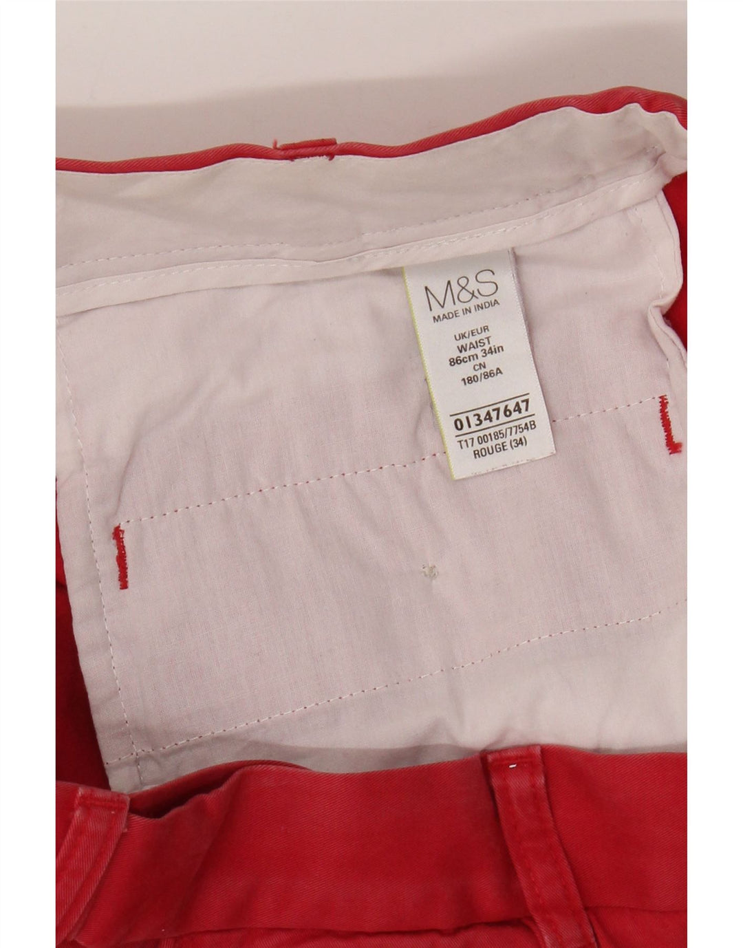 Męskie spodenki Chino Marks & Spencer W34, duże, czerwone, bawełniane