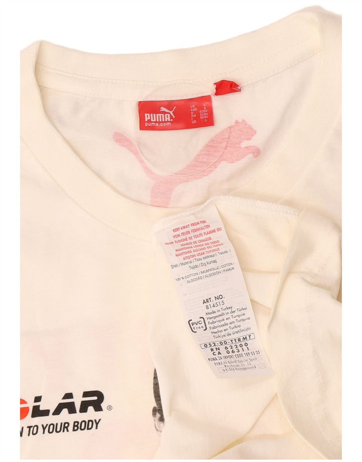 Męska koszulka z grafiką Puma, duża, biała, bawełniana