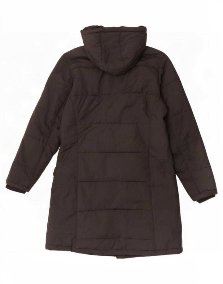 Damski ocieplany płaszcz z kapturem Jack Wolfskin UK 16, duży, czarny poliester