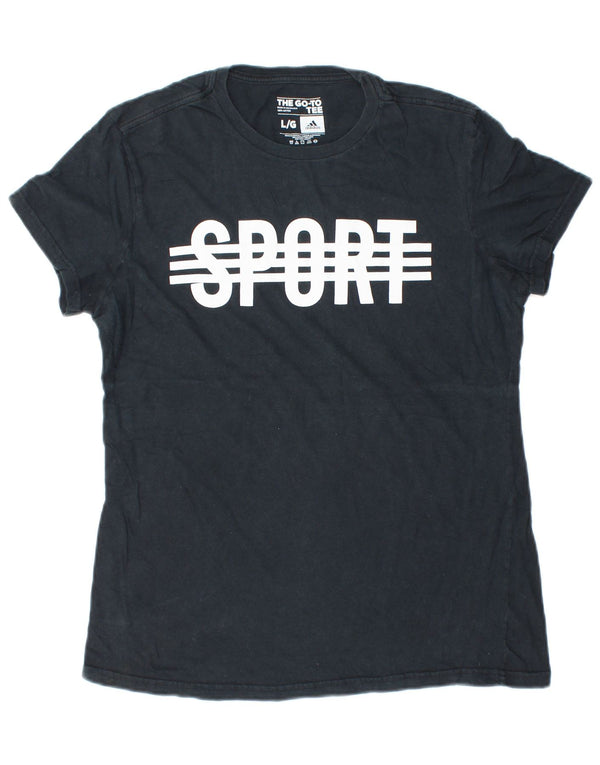 Damska koszulka z grafiką Adidas Top UK 14, duża, granatowa, bawełniana