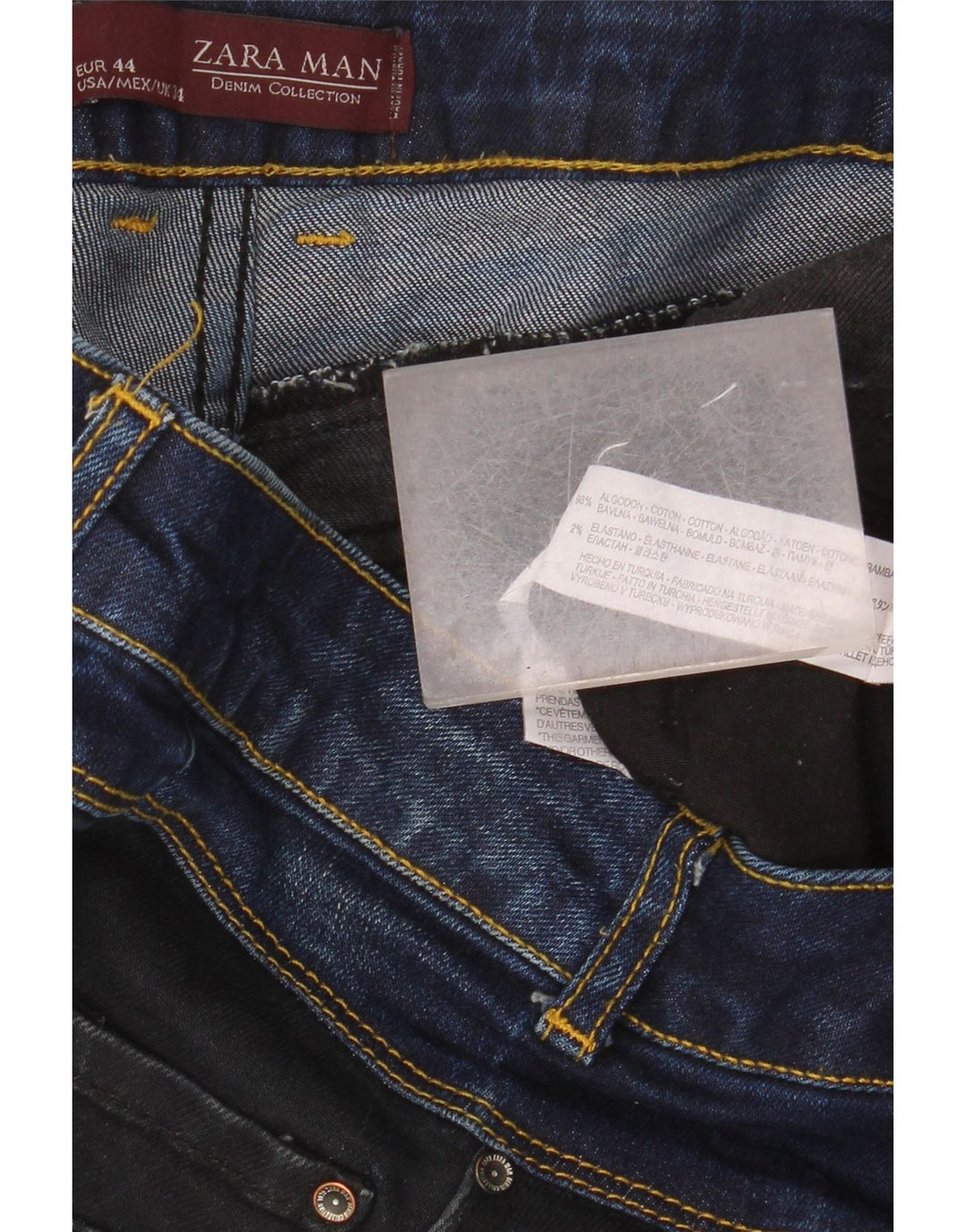 Jeansy męskie Zara Slim EU 44 Large W34 L32 Granatowa bawełna