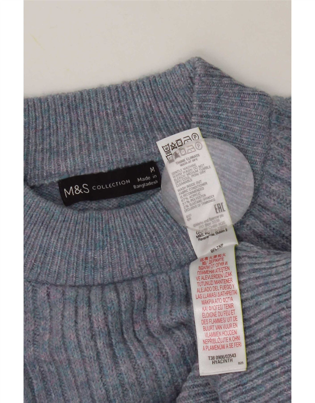 Marks & Spencer Damski sweter z golfem UK 14 Średni niebieski nakrapiany