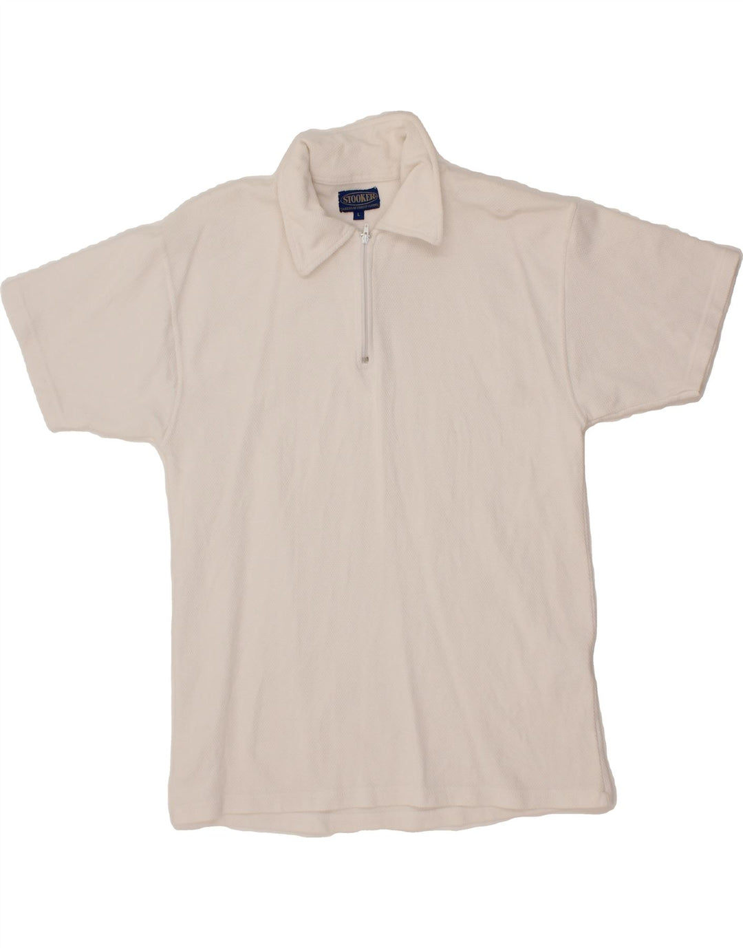 VINTAGE Mens Polo Shirt Large White Cotton Vintage Vintage and Second-Hand Vintage from Messina Hembry 