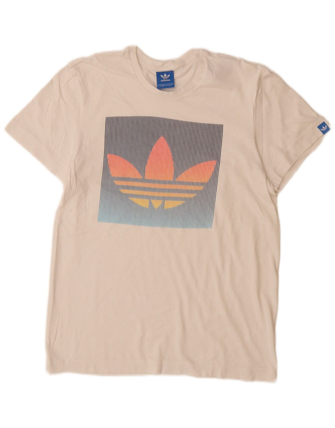 Męski T-shirt z grafiką ADIDAS, mały, biały, bawełniany
