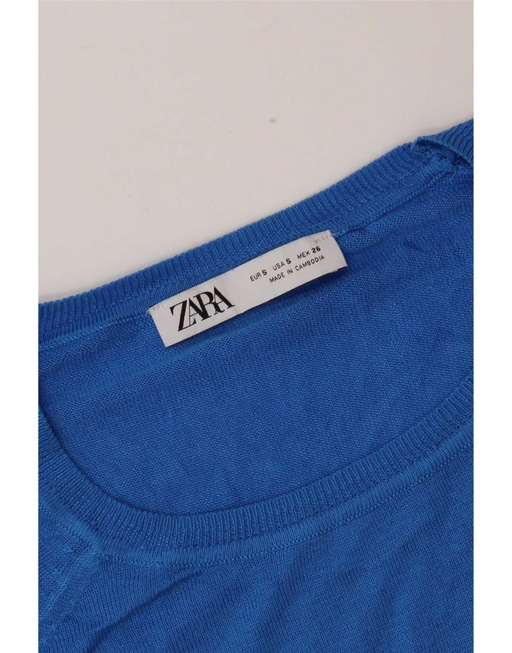 Damski sweter oversize z dekoltem w łódkę Zara UK 10 Small Blue