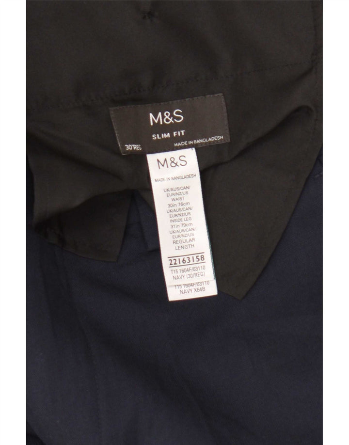 Męskie spodnie casual Marks & Spencer Slim Fit W30 L31 Granatowy poliester
