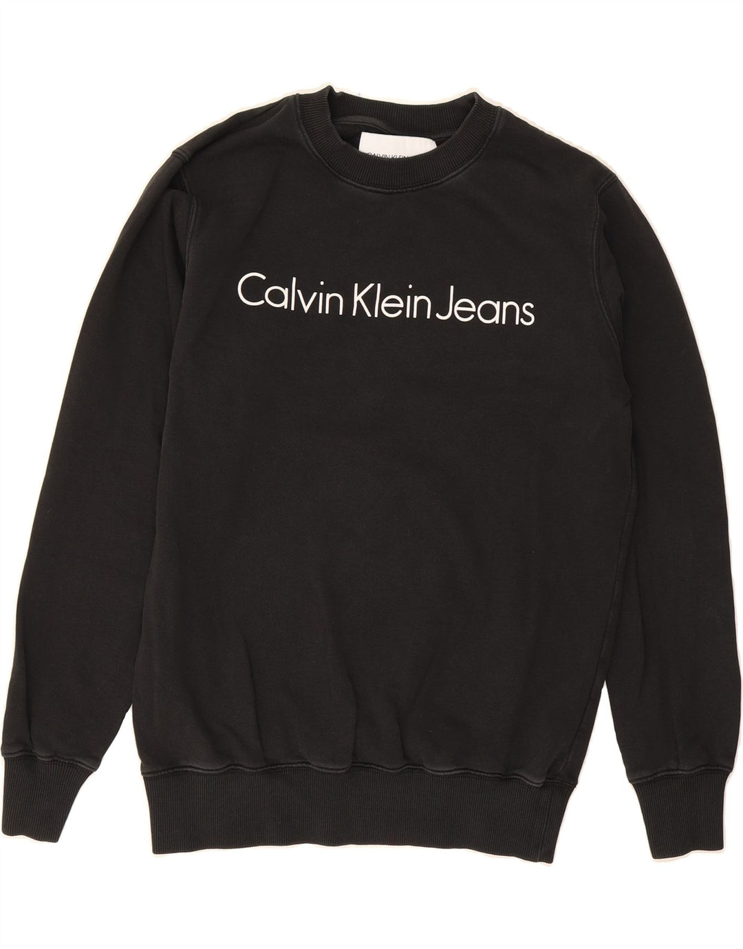 CALVIN KLEIN JEANS Mens Graphic Sweatshirt Jumper Medium Black Cotton Vintage Calvin Klein Jeans and Second-Hand Calvin Klein Jeans from Messina Hembry 